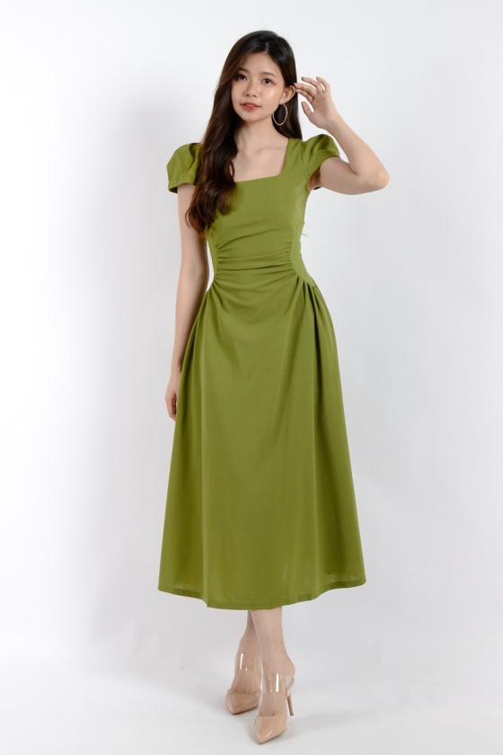 Aubree Square Neck Dress - Green