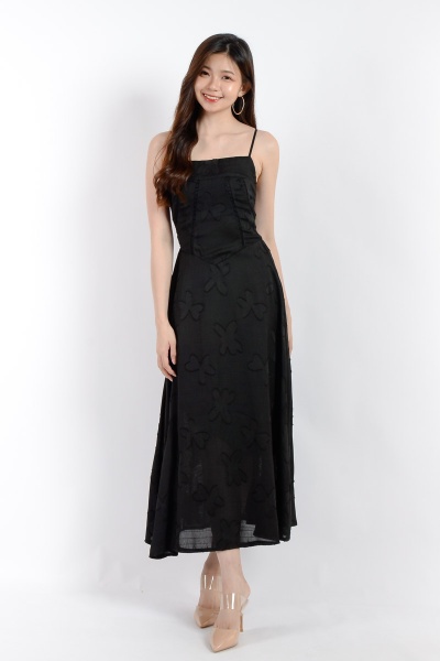 Daniela Butterfly Lace Maxi Dress - Black