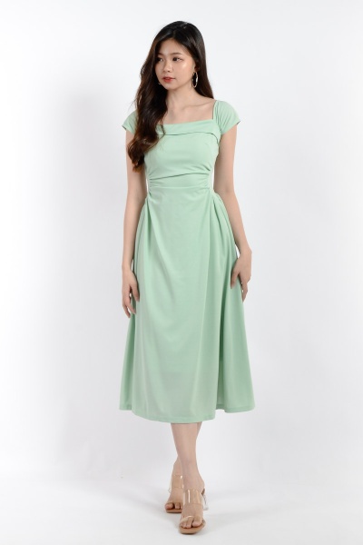 Elaina Square Neck Midi Dress - Mint