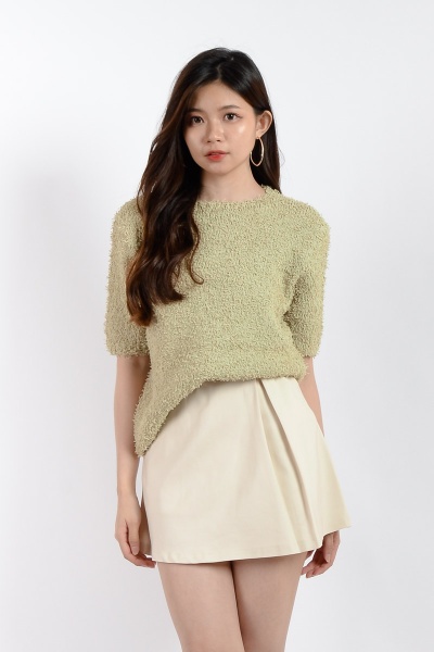 Rowan Furry Round Neck Top - Pistachio