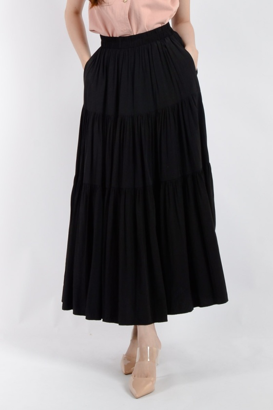 Kaylani Layered Maxi Skirt - Black