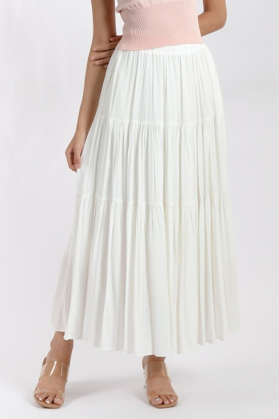 Kaylani Layered Maxi Skirt - White