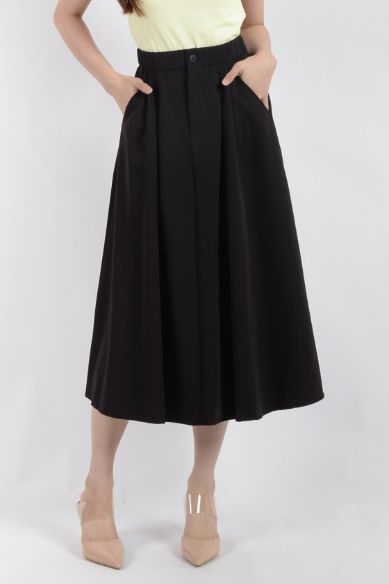 Lena Midi Flare Skirt - Black