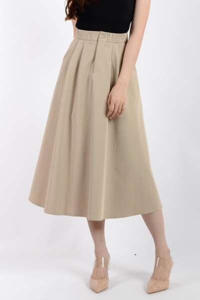 [BackOrder ETA 27 May] Lena Midi Flare Skirt - Khaki
