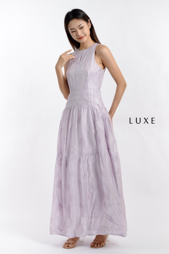 Vanessa Crochet Maxi Dress - Purple