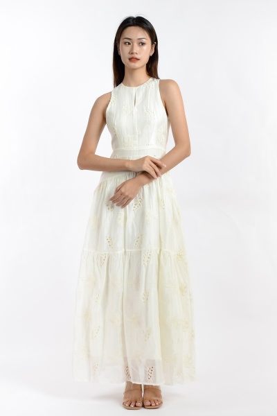 Vanessa Crochet Maxi Dress - Cream