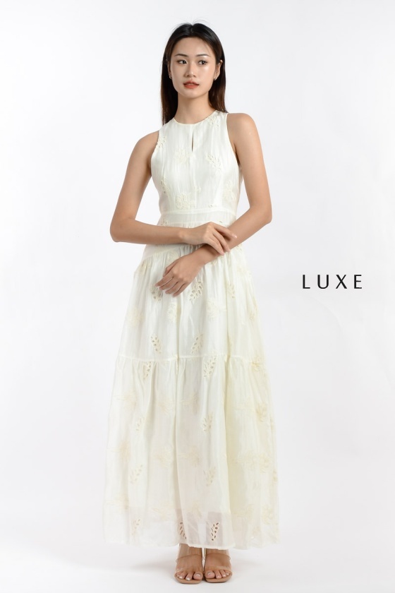 Vanessa Crochet Maxi Dress - Cream