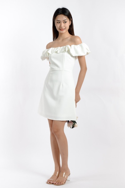 Angelina Off Shoulder Dress - White