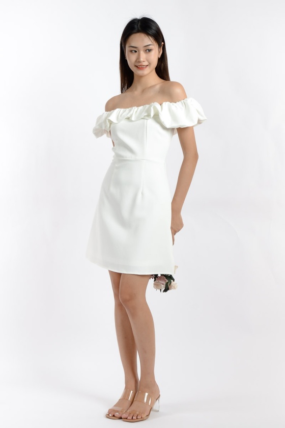 Angelina Off Shoulder Dress - White