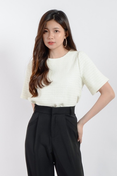 Delaney Tweed Top - Cream