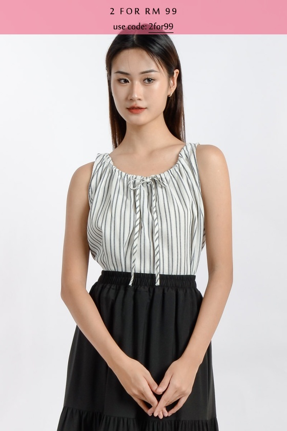Noa Stripe Top - Black