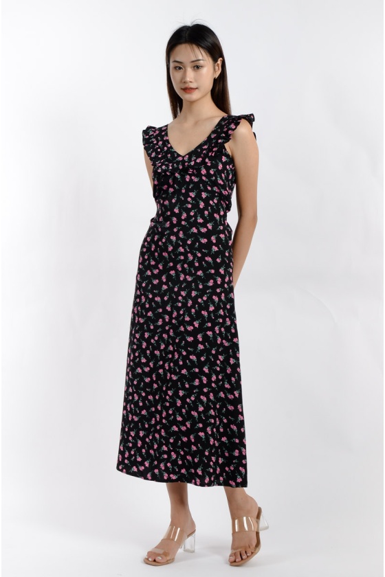 Dahlia V Neck Rose Dress