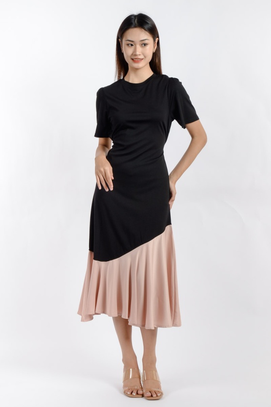 Elise Combined Maxi Dress - Pink