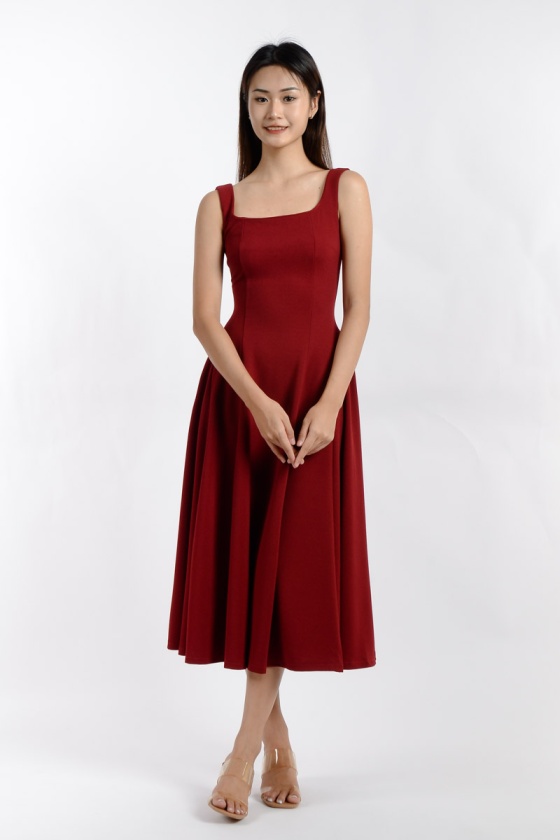 Thea Cinched Dress - Wine