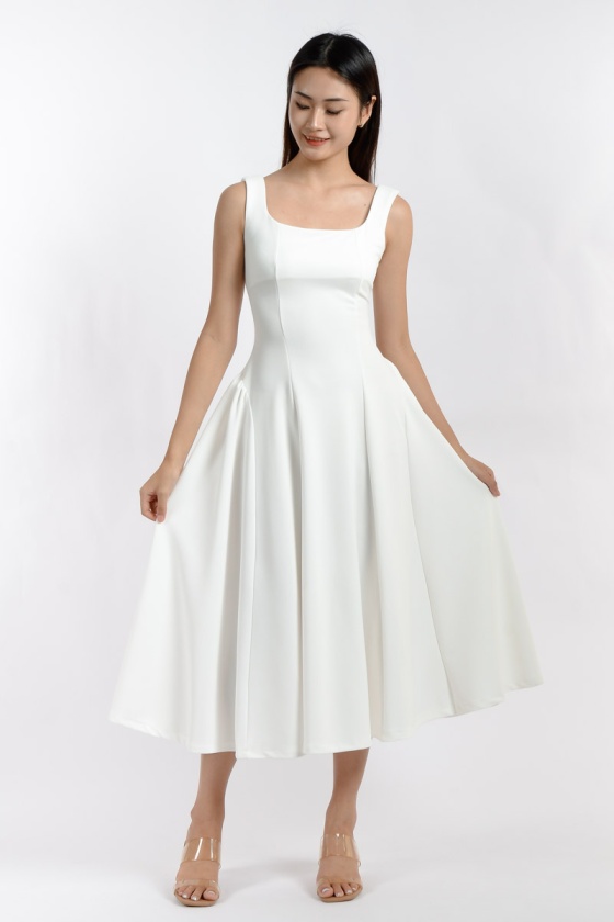 Thea Cinched Dress - White