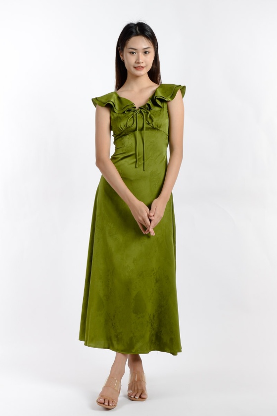 Mya Embossed Ruffle Dress