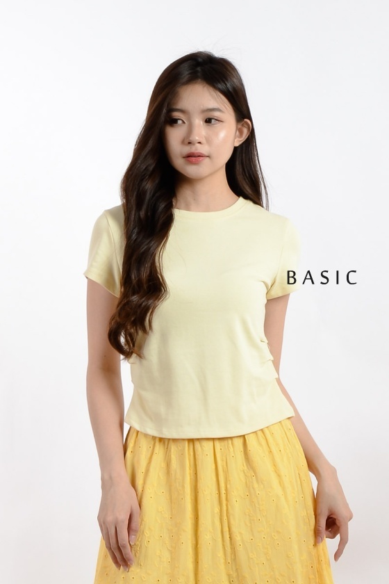 [3 for RM 99] Adriana Ruched Waist Top - Yellow