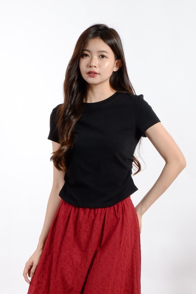 [3 for RM 99] Adriana Ruched Waist Top - Black