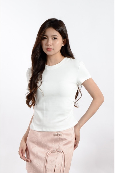 [3 for RM 99] Adriana Ruched Waist Top - White