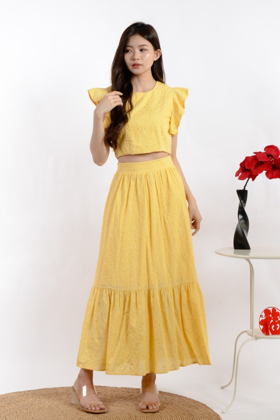 Cataleya Eyelet Two-Piece Dress - Yellow