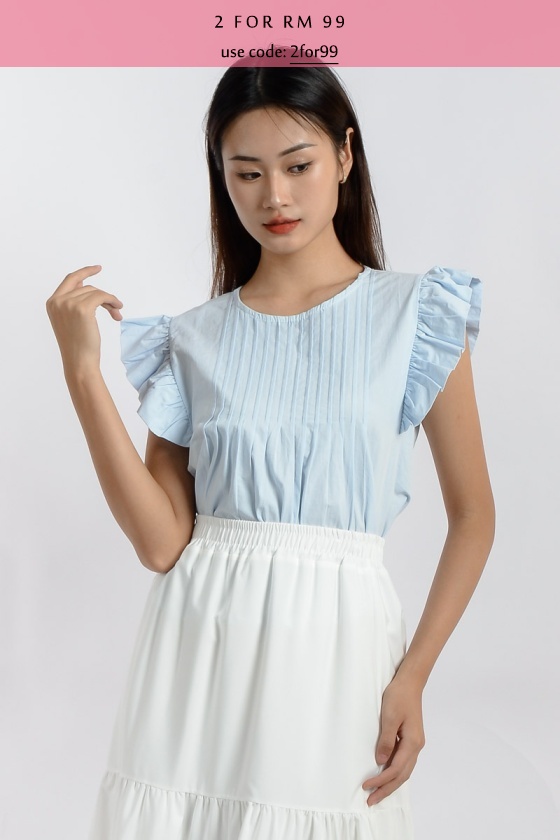 Rebecca Babaydoll Top - Blue