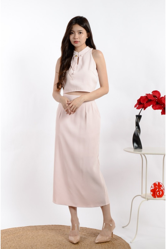 Chia Halter Cheongsam Set - Pink