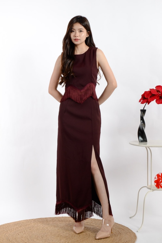 Luciana Tassel Set - Maroon