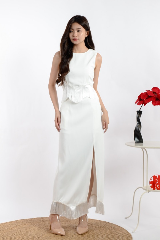 Luciana Tassel Set - White