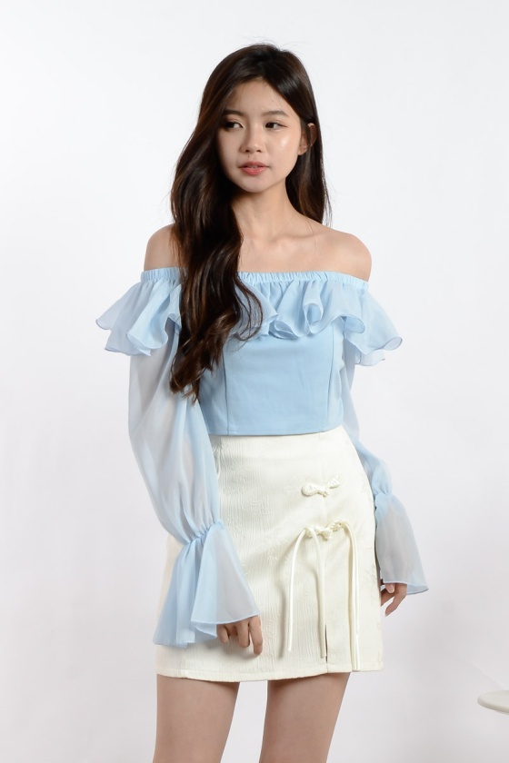 Selh Ruffle Off Shoulder Top - Baby Blue