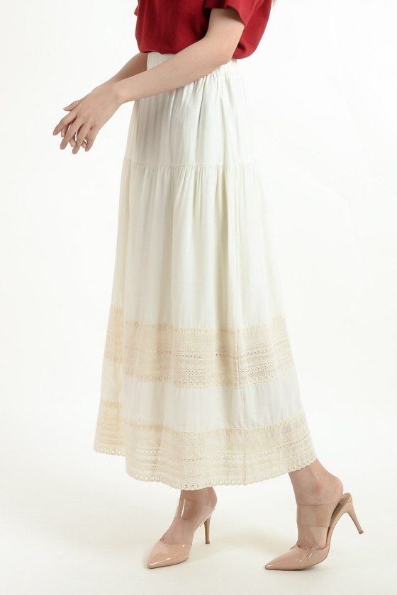Raelyn Crochet Layered Skirt - Yellow