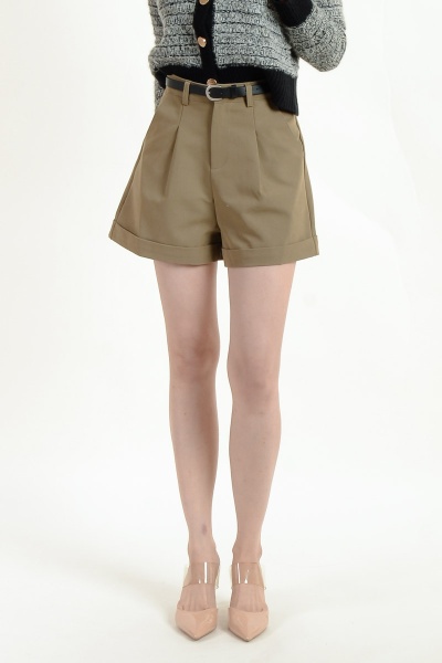 Reign Belted Basic Shorts - Khaki