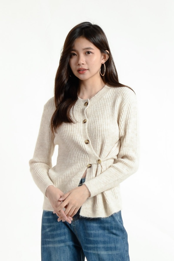 Willa Twisted Knitted Top - Cream