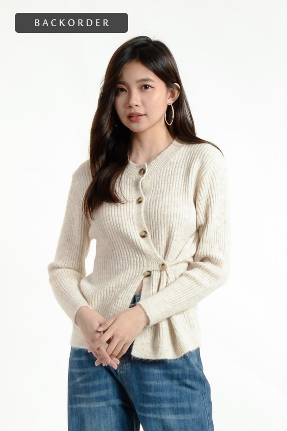 [BackOrder ETA 10 Apr] Willa Twisted Knitted Top - Cream