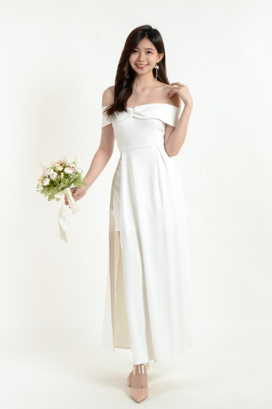 Veronica Off Shoulder Maxi Dress - White