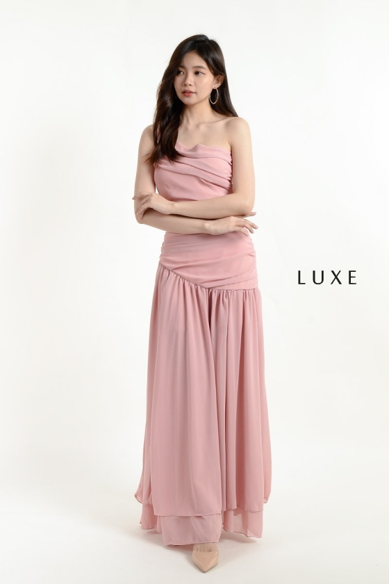 Elisa Toga Maxi Dress - Pink