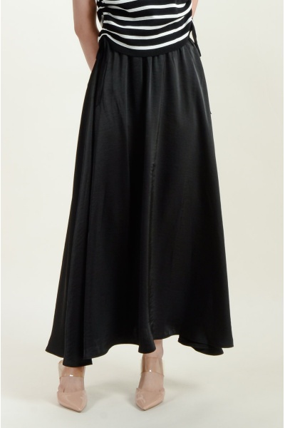 Lana Satin Maxi Skirt - Black