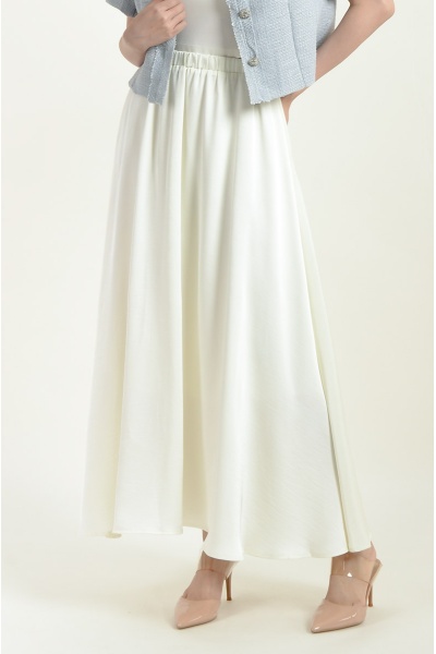 Lana Satin Maxi Skirt - White
