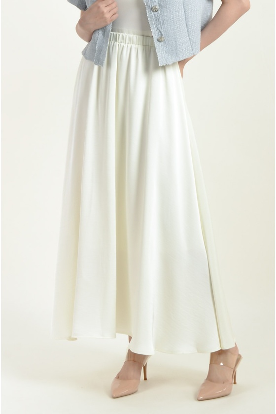 Lana Satin Maxi Skirt - White