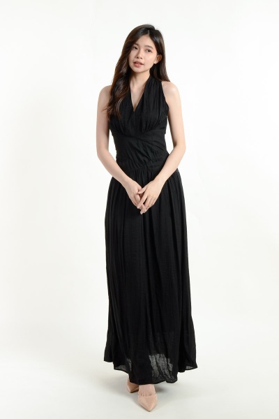 Regina Halter Maxi Dress - Black