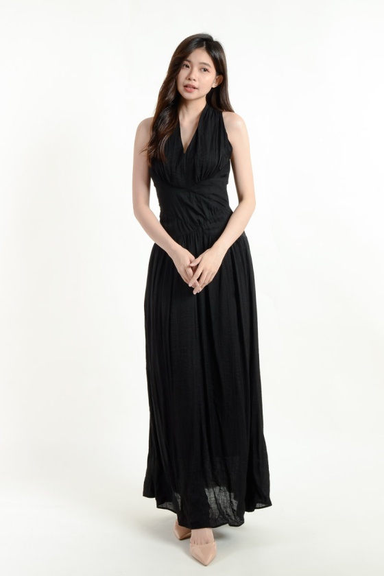 Regina Halter Maxi Dress - Black