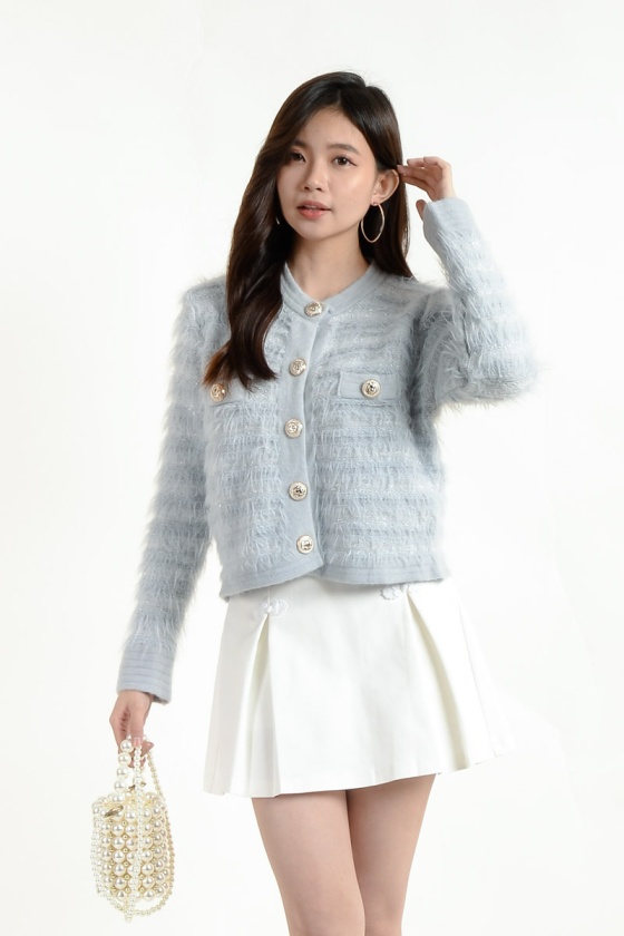 Skye Furry Cardigan - Baby Blue