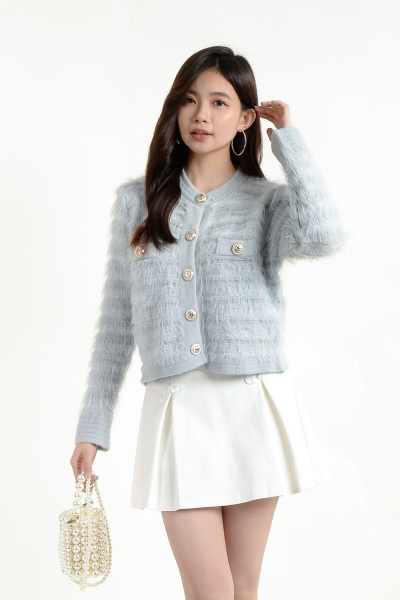 Skye Furry Cardigan - Baby Blue