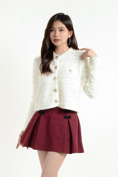Skye Furry Cardigan - White