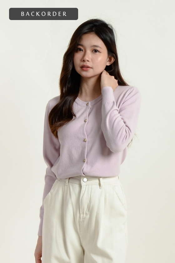 [BackOrder ETA 27 May] Amiyah Button Down Cardigan - Lilac