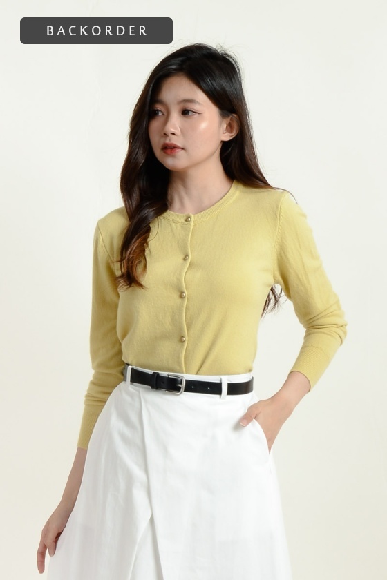 [BackOrder ETA 27 May] Amiyah Button Down Cardigan - Yellow
