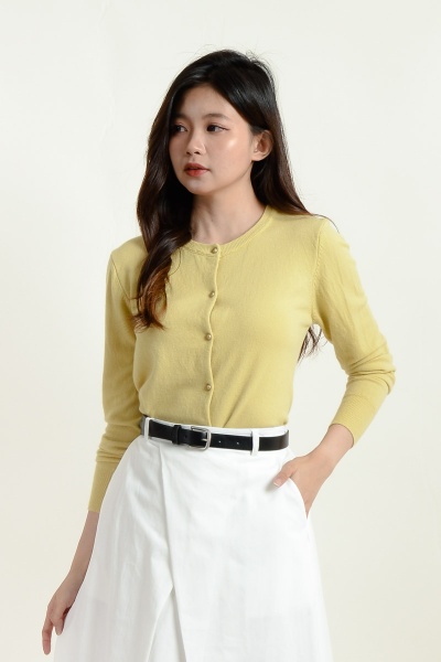 Amiyah Button Down Cardigan - Yellow