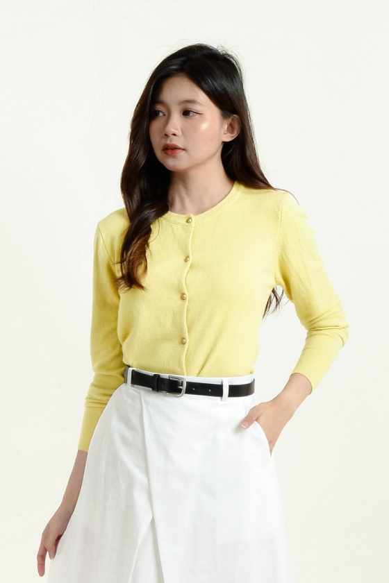 Amiyah Button Down Cardigan - Yellow