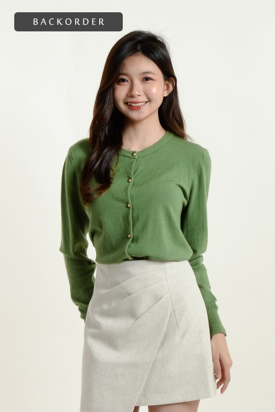 [BackOrder ETA 27 May] Amiyah Button Down Cardigan - Apple