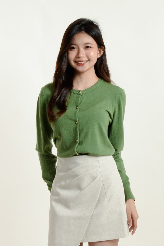 Amiyah Button Down Cardigan - Apple