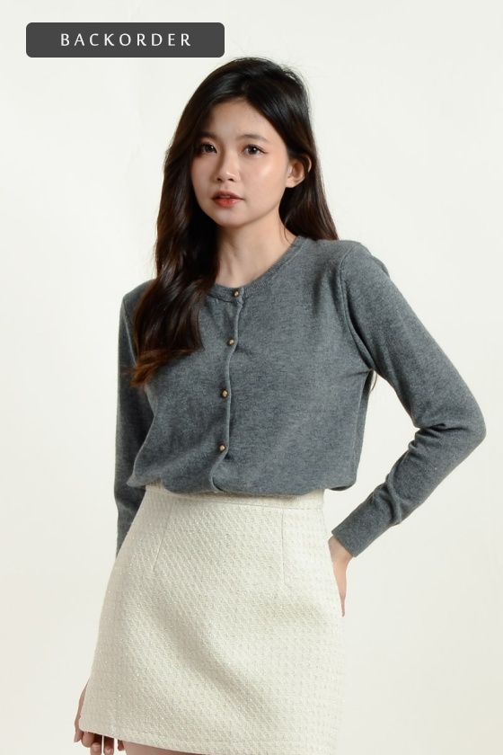 [BackOrder ETA 27 May] Amiyah Button Down Cardigan - Grey